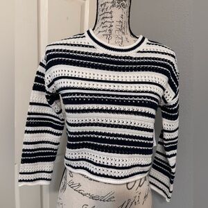 New with tags Striped Crochet-Knit Sweater for Girls Striped Black/White Sweater